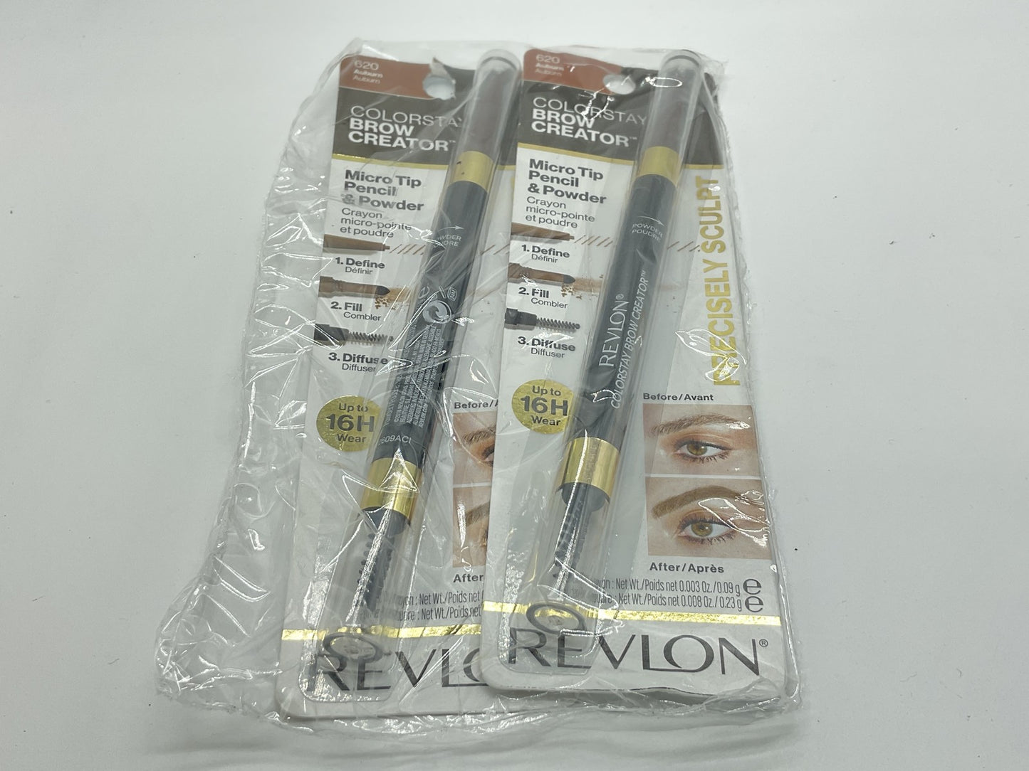 2 PACK - Revlon ColorStay Brow Creator-Micro Tip Pencil & Powder - 620 Auburn