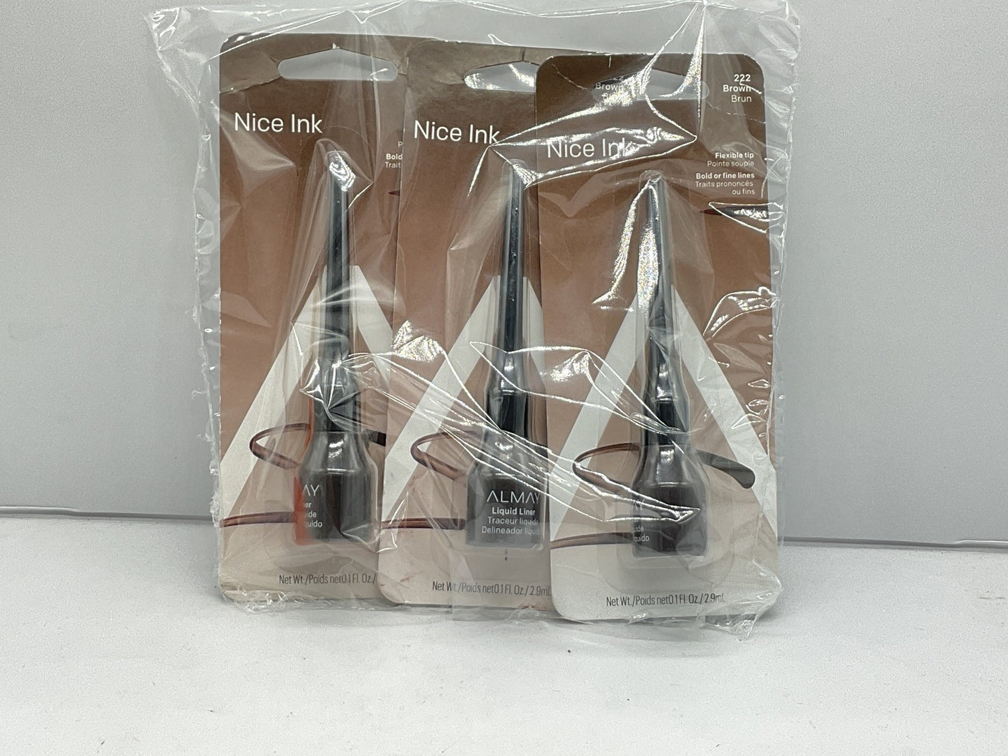 3 PACK - Almay Nice Ink Liquid Eyeliner Water Resistant - 222 Brown