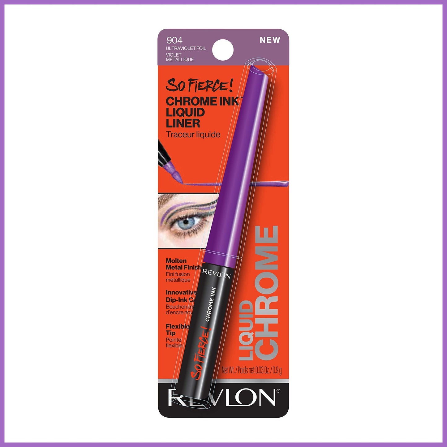 3 PACK - Revlon So Fierce! Chrome Ink Liquid Eyeliner Pen, 904 Ultraviolet Foil