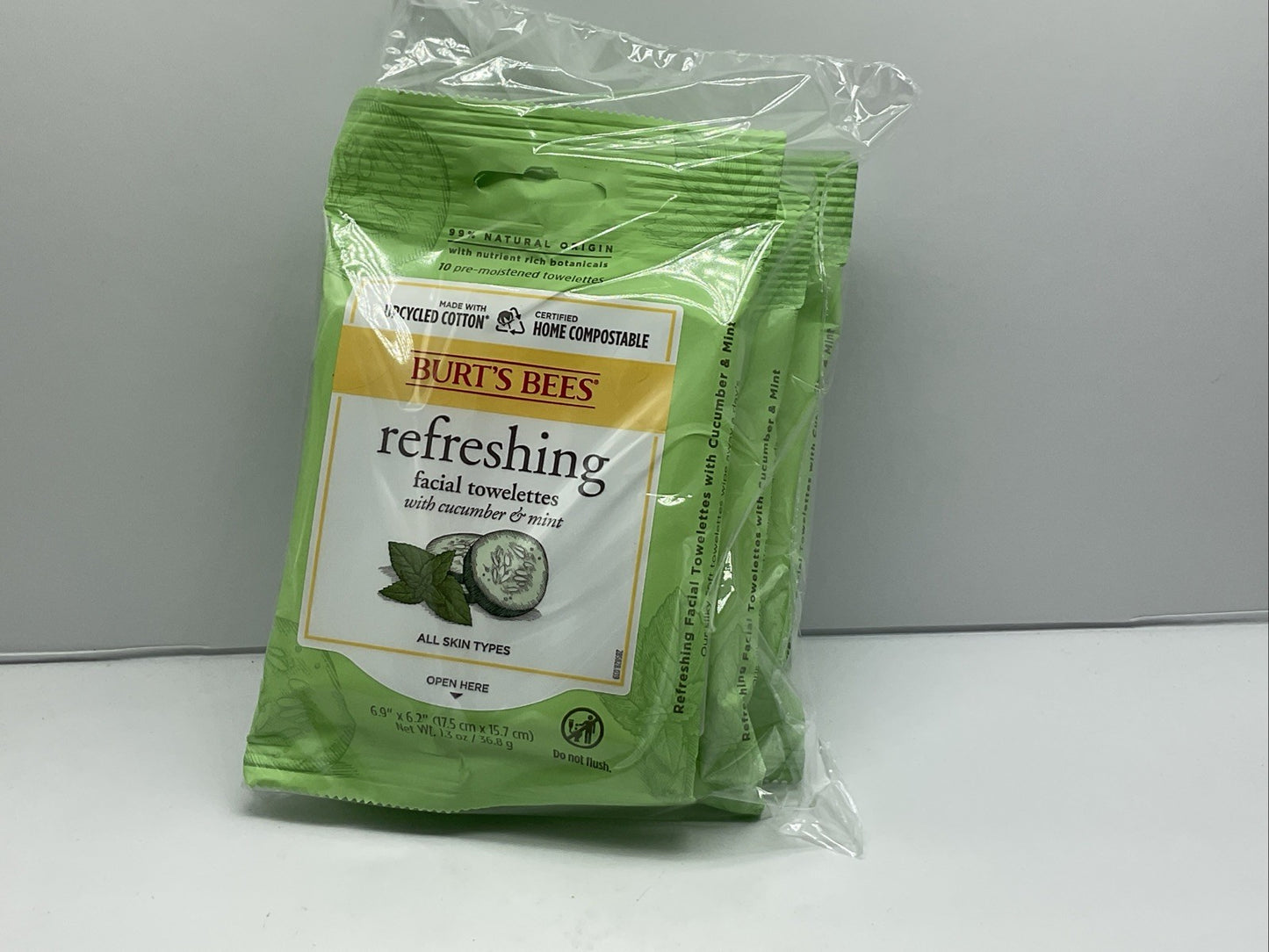 Burt's Bees Refreshing Cucumber Mint Facial Towelettes (10 Wipes) - Set Of 3