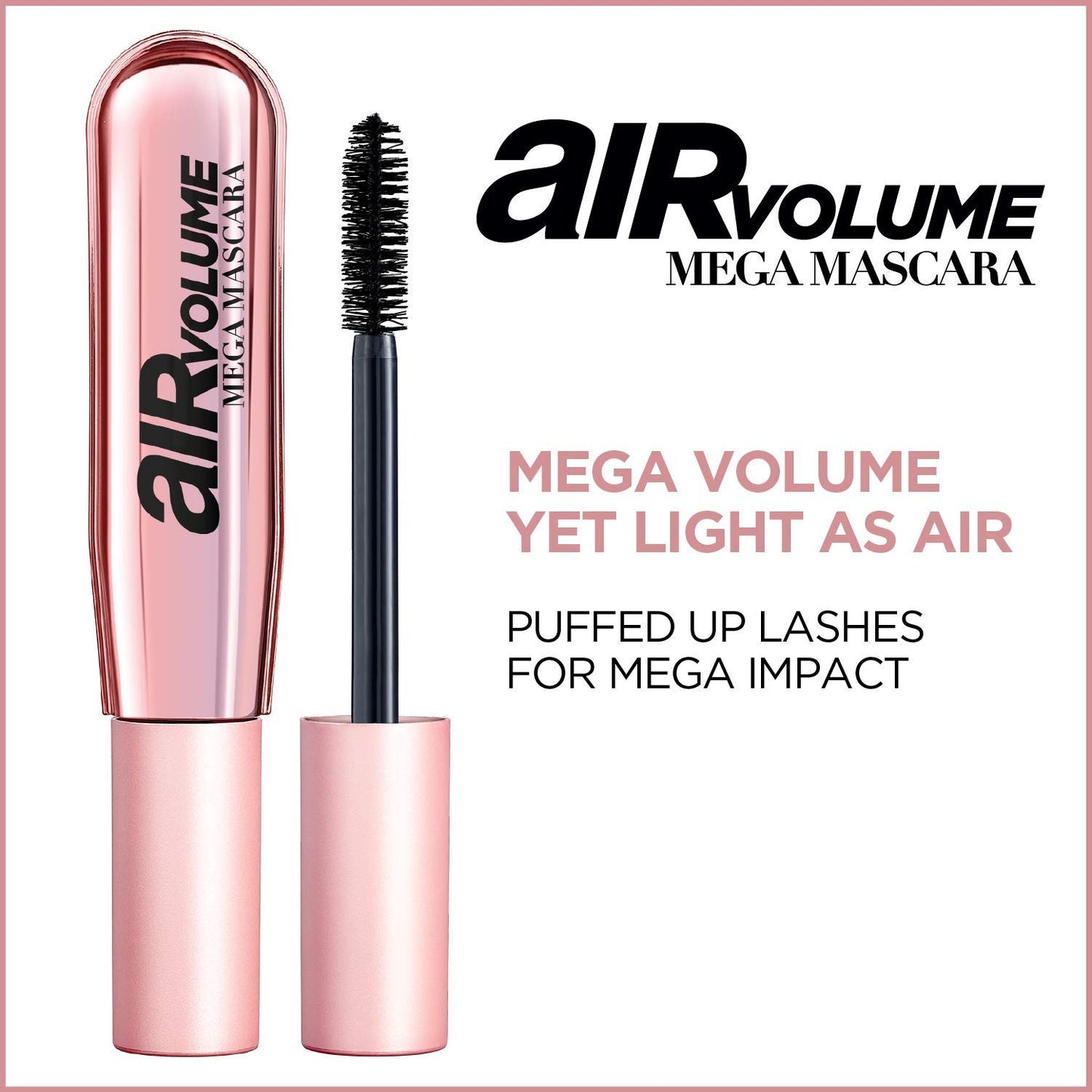 2 PACK - Loreal Air Volume Mega Mascara 0.3 fl oz - 850 Blackest Black