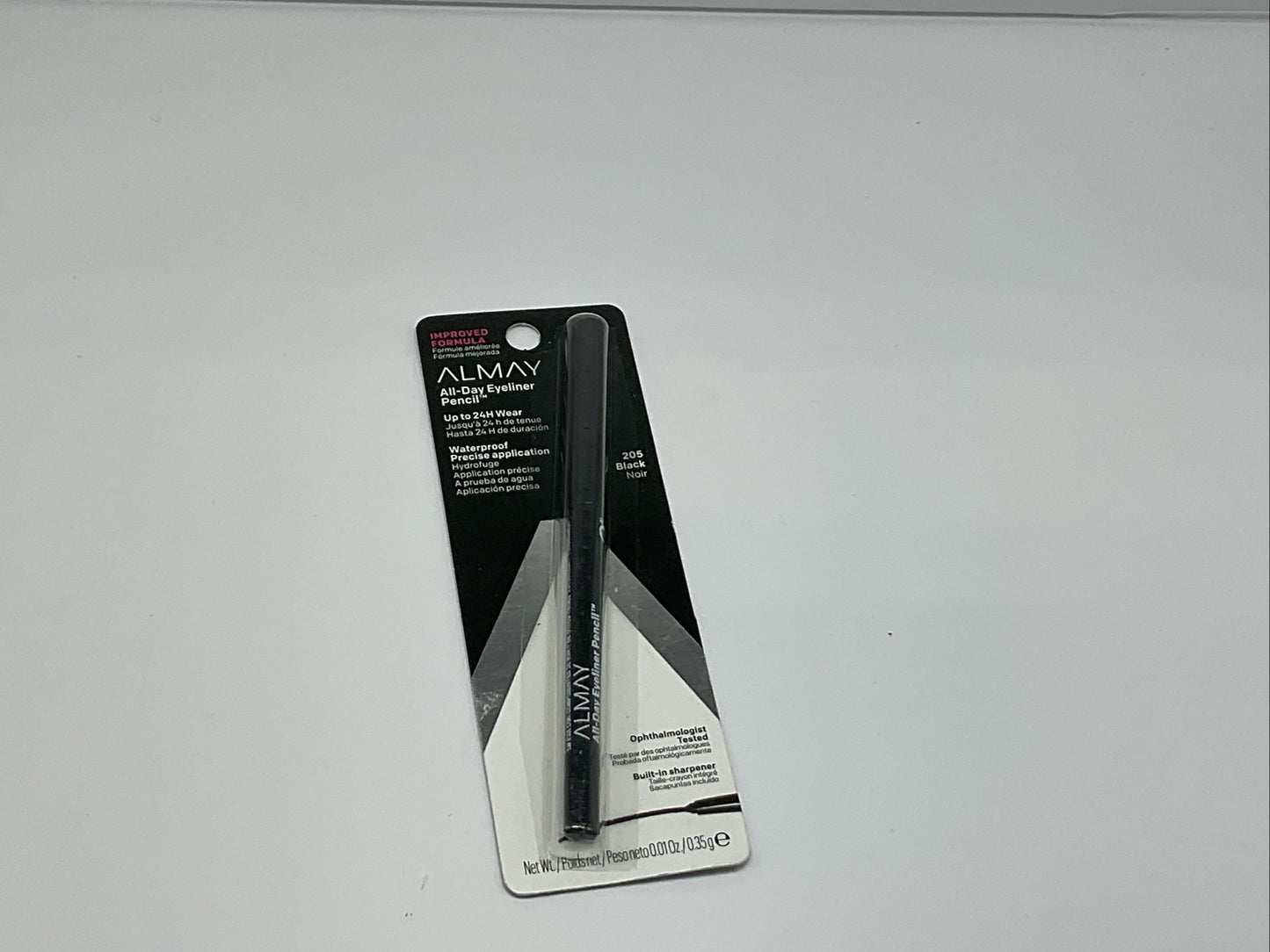 Almay Eyeliner Pencil - 24HR Lifetime - Waterproof - 205 Black Noir - Single