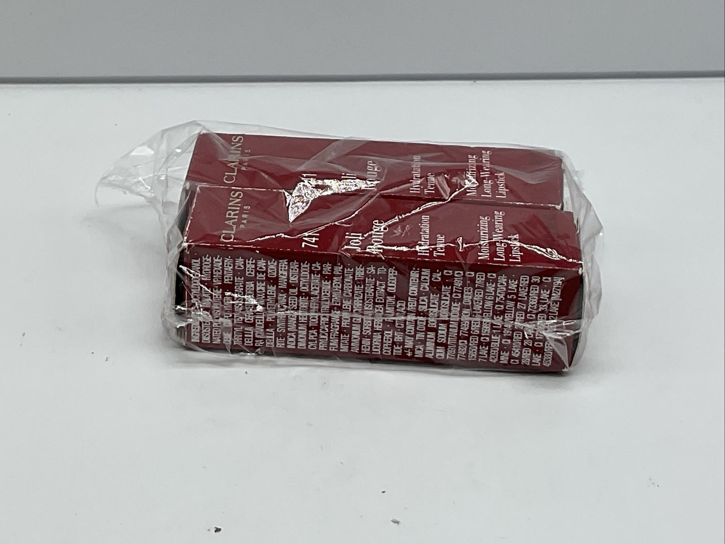 2 PACK - Clarins Joli Rouge Moisturizing Long Wearing Lipstick 741 RED ORANGE