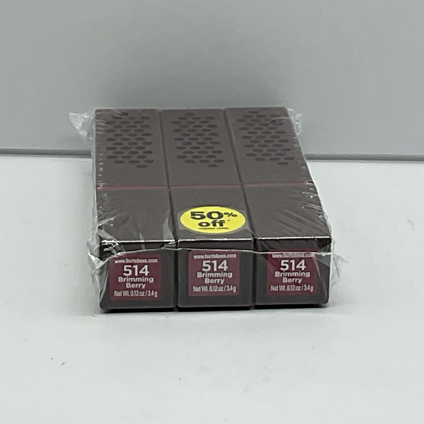 3 PACK - Burt's Bees 100% Natural Lipstick Shade - 514 Brimming Berry