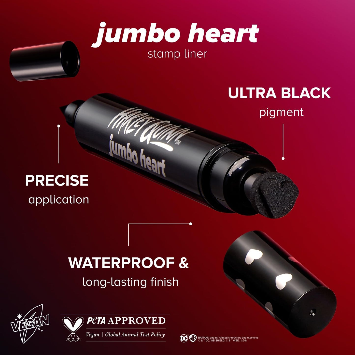 2 PACK - Lottie London Harley Quinn Jumbo Heart Double Ended Black Eyeliner
