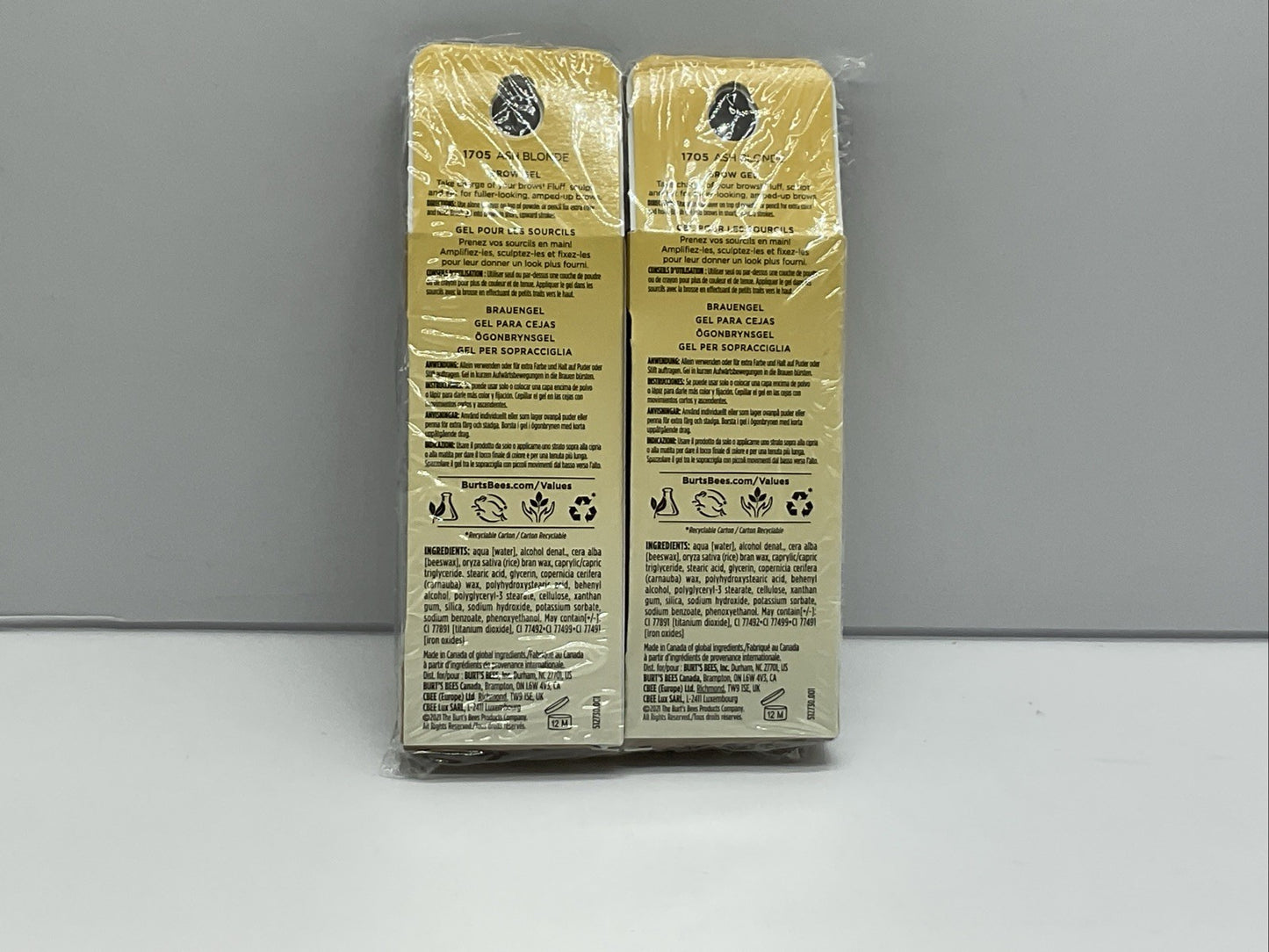 2 PACK - Burt's Bees Power Brow Gel 0.1 oz - 1705 Ash Blonde