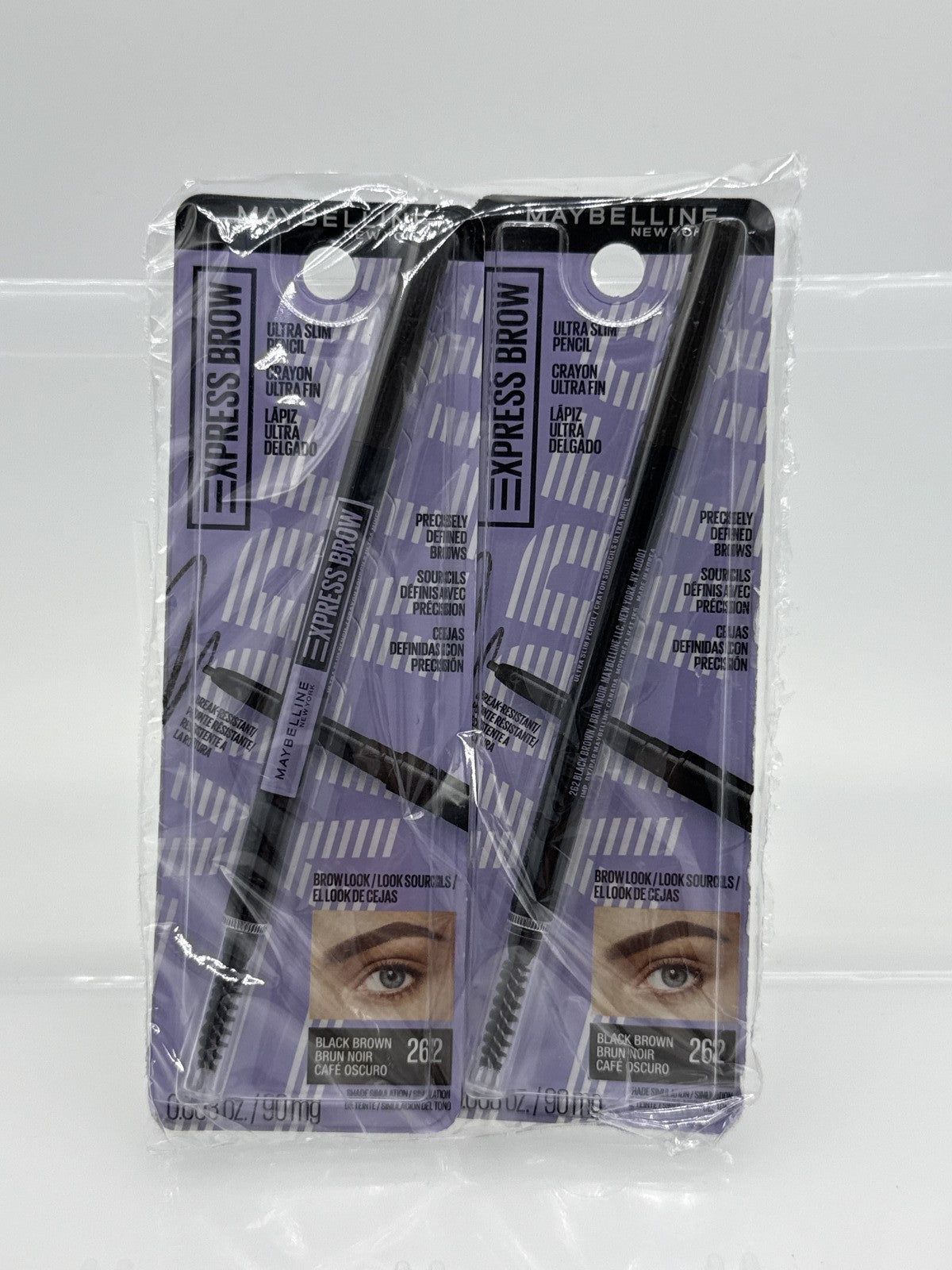 Maybelline Brow Ultra Slim Eyebrow Definer Pencil, Black Brown 262, 2 pack