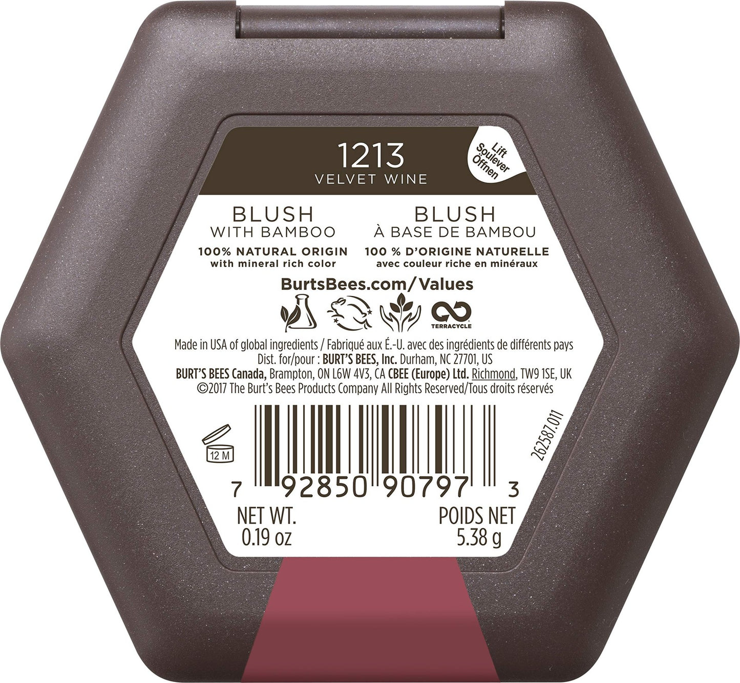 Burt's Bees 100% Natural Blush with Vitamin E - 1213 Velvet Wine