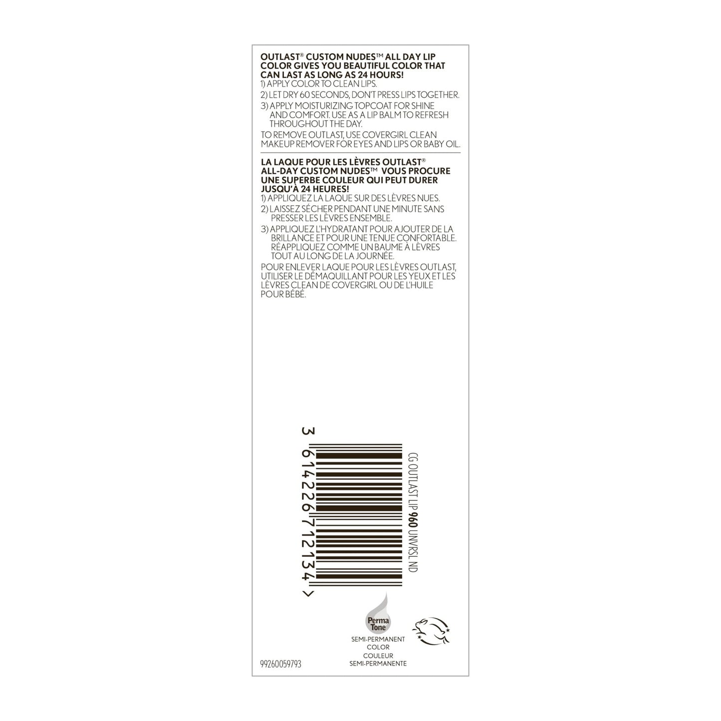 COVERGIRL Outlast All-Day Lip Color Custom Nudes, 960 Universal Nude, 2 Pack