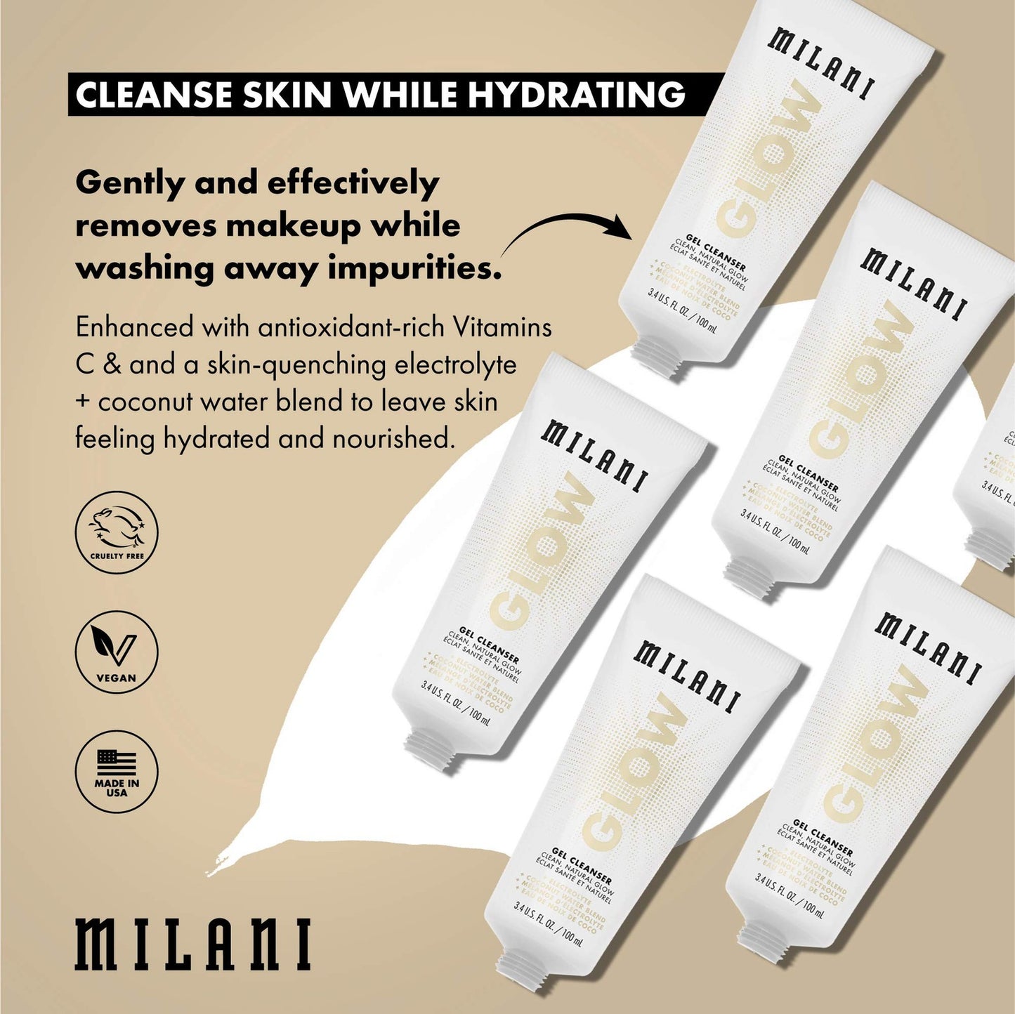 Milani Glow Gel Cleanser ~ 3.4 Fl Oz