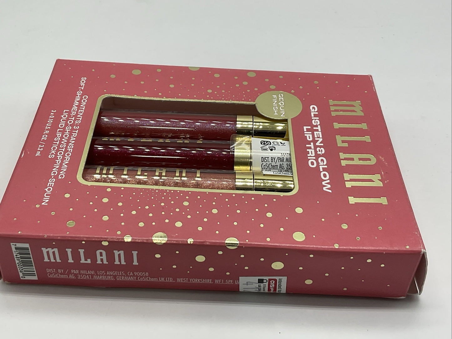 Milani Stay Put Liquid Lip Shimmer Lipstick Trio Glisten + Glow