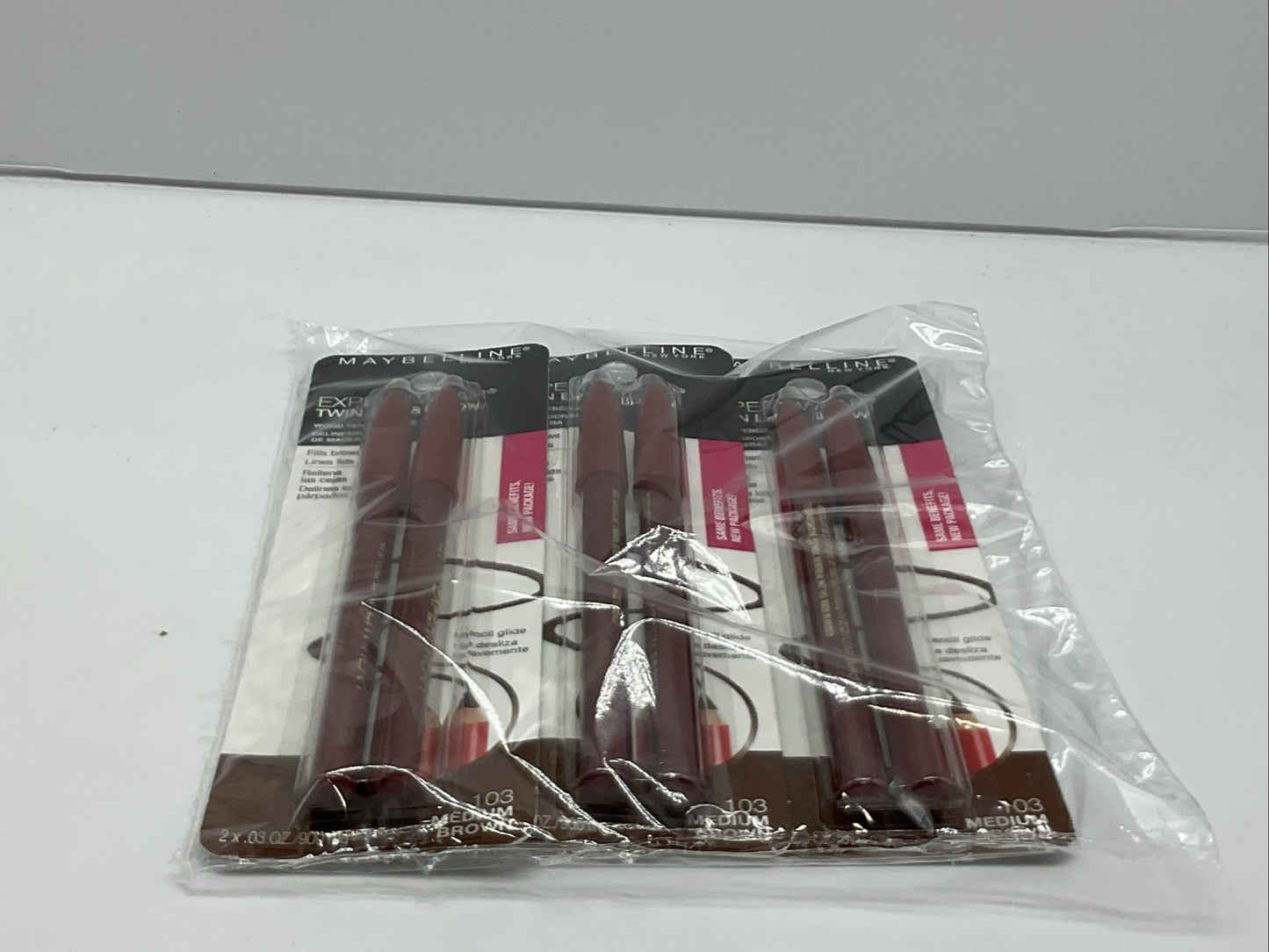 3 PACK -Maybelline Expert Wear Twin Eye & Brow Eyeliner Pencil, Medium Brown 103
