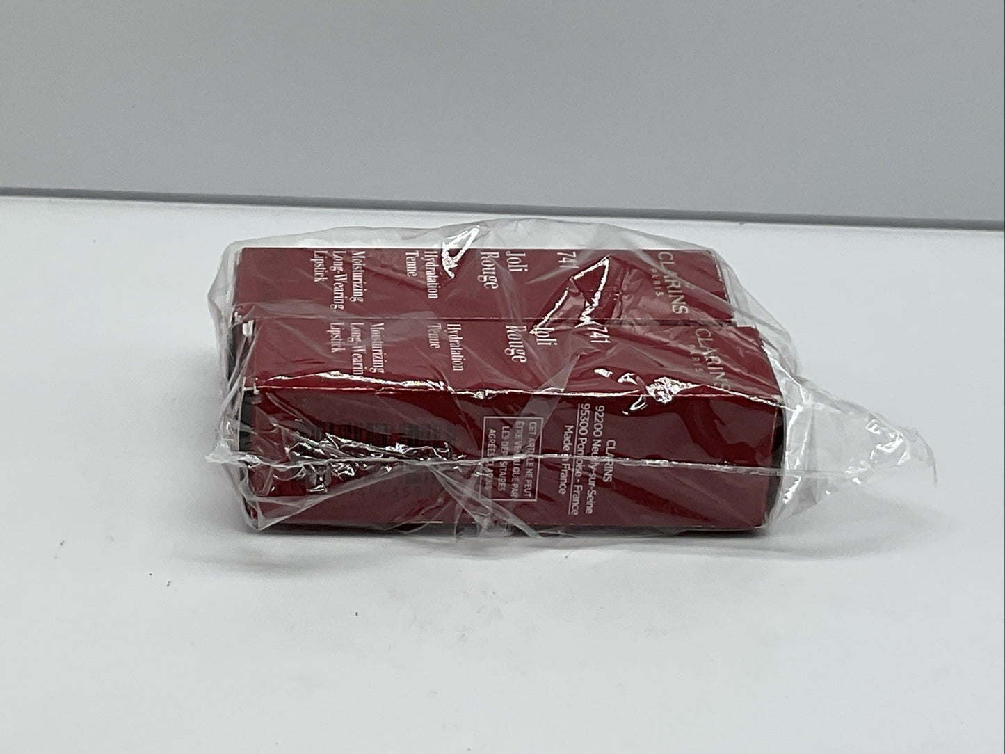 2 PACK - Clarins Joli Rouge Moisturizing Long Wearing Lipstick 741 RED ORANGE
