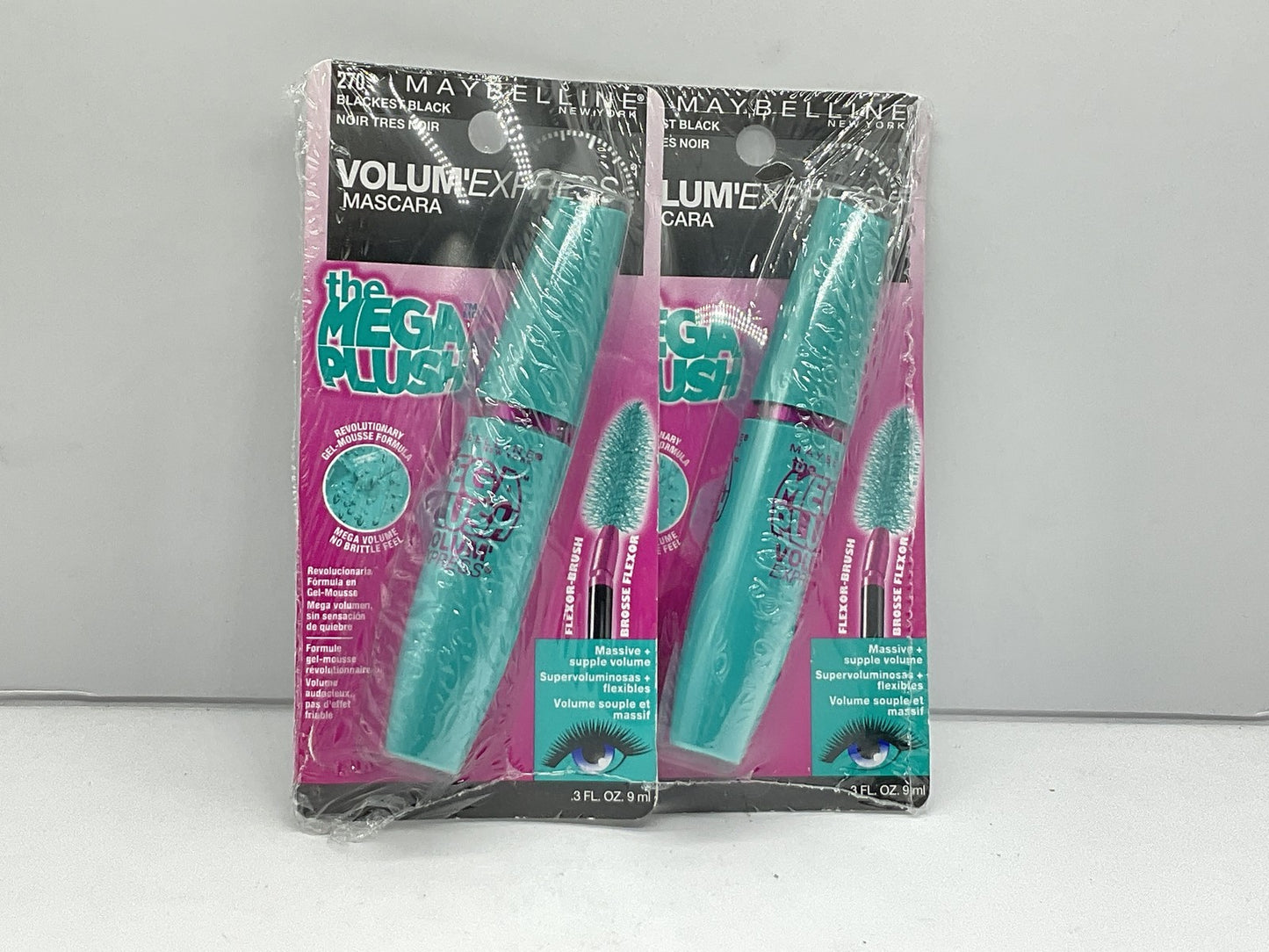 2 PACK - Maybelline Volum’ Express The Mega Plush Mascara - 270 Blackest Black