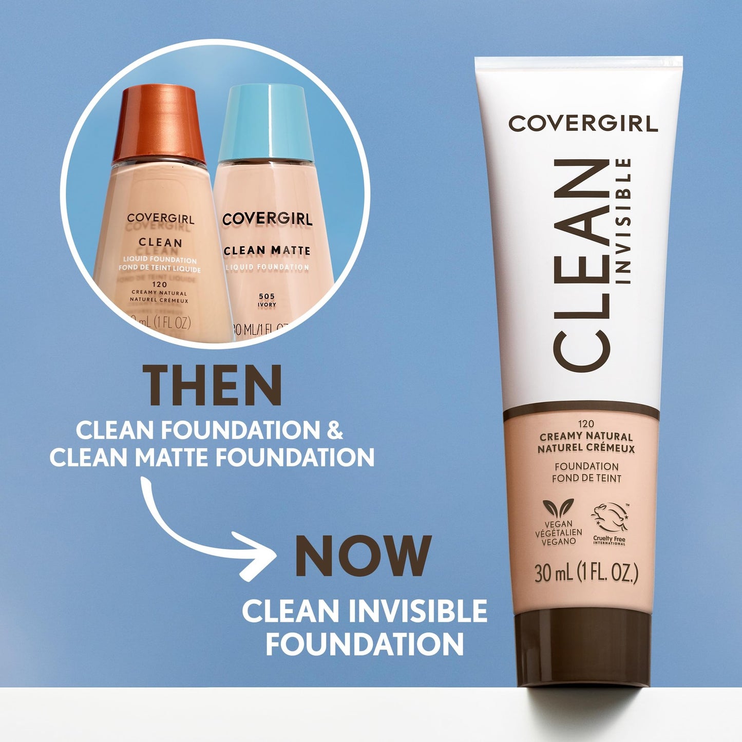 2 PACK - CoverGirl Clean Invisible Liquid Foundation Makeup - 195 Java Brand