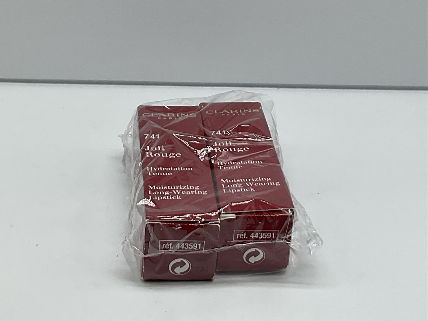 2 PACK - Clarins Joli Rouge Moisturizing Long Wearing Lipstick 741 RED ORANGE
