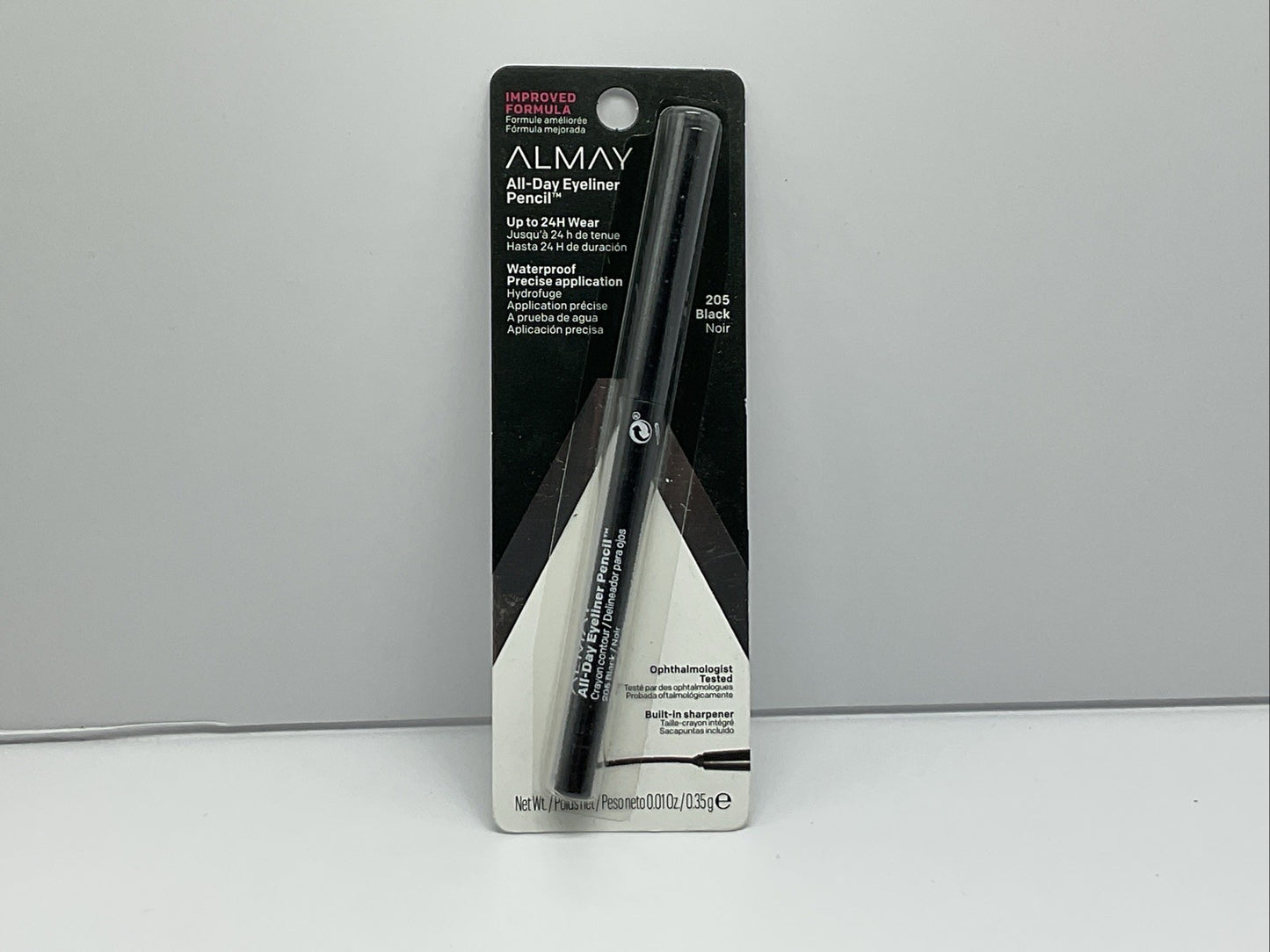 Almay Eyeliner Pencil - 24HR Lifetime - Waterproof - 205 Black Noir - Single