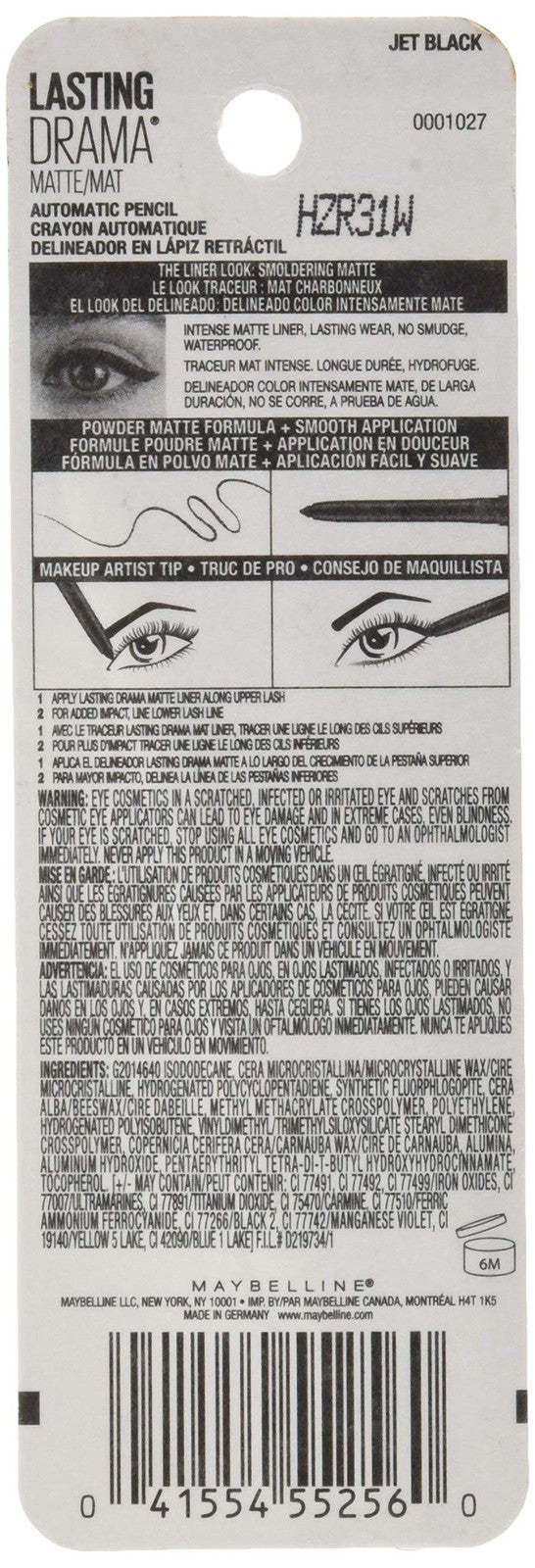 Maybelline Lasting Drama Matte Automatic Pencil - 860 Jet Black