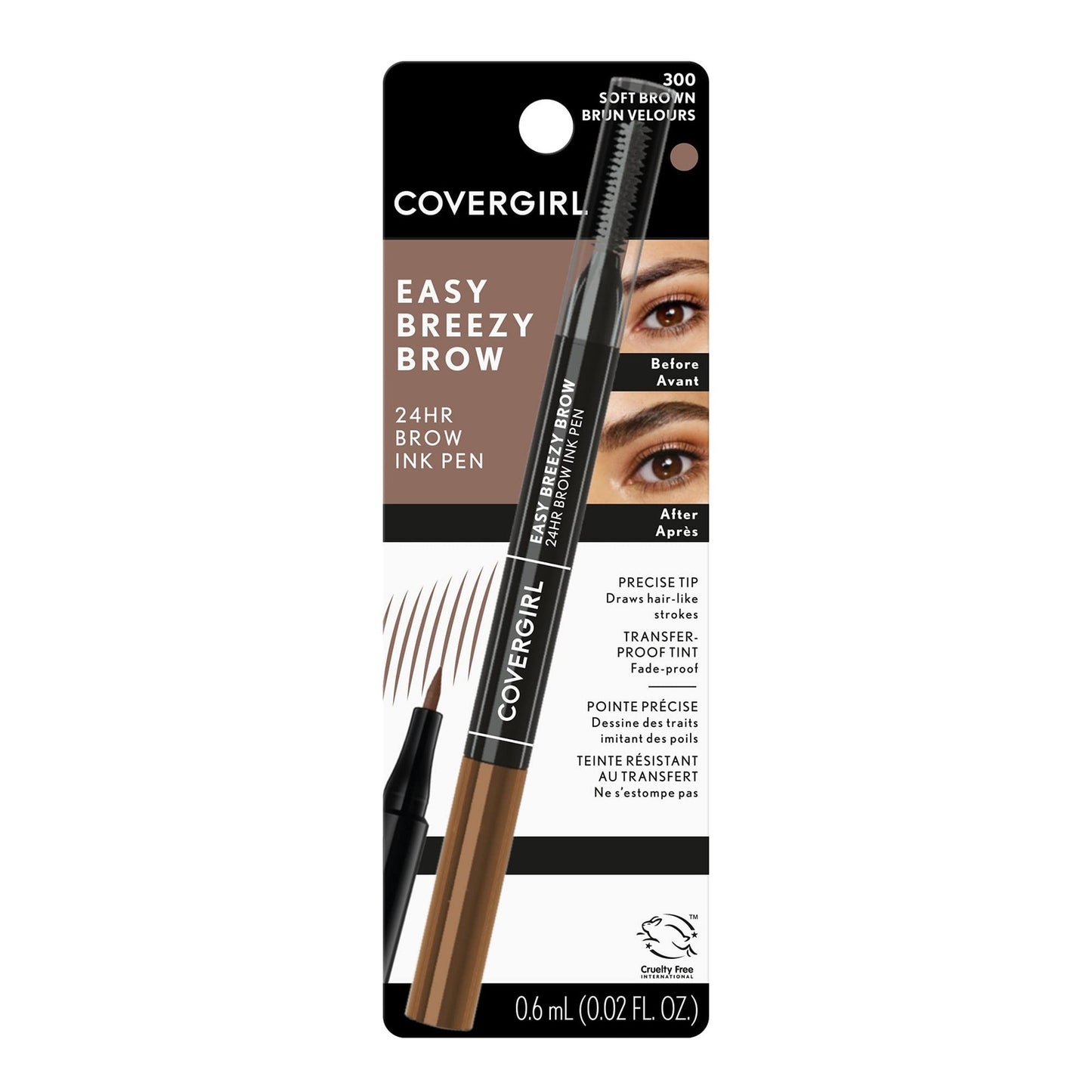 2 PACK - Covergirl Easy Breezy Brow 24Hr Brow Ink Pen - 300 Soft Brown