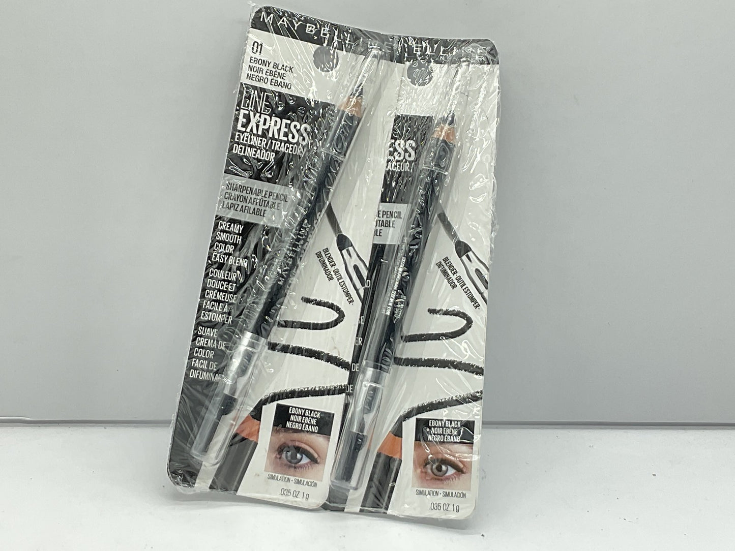 2 Pack - Maybelline New York Eyeliner Pencil 0.035 oz - Ebony Black