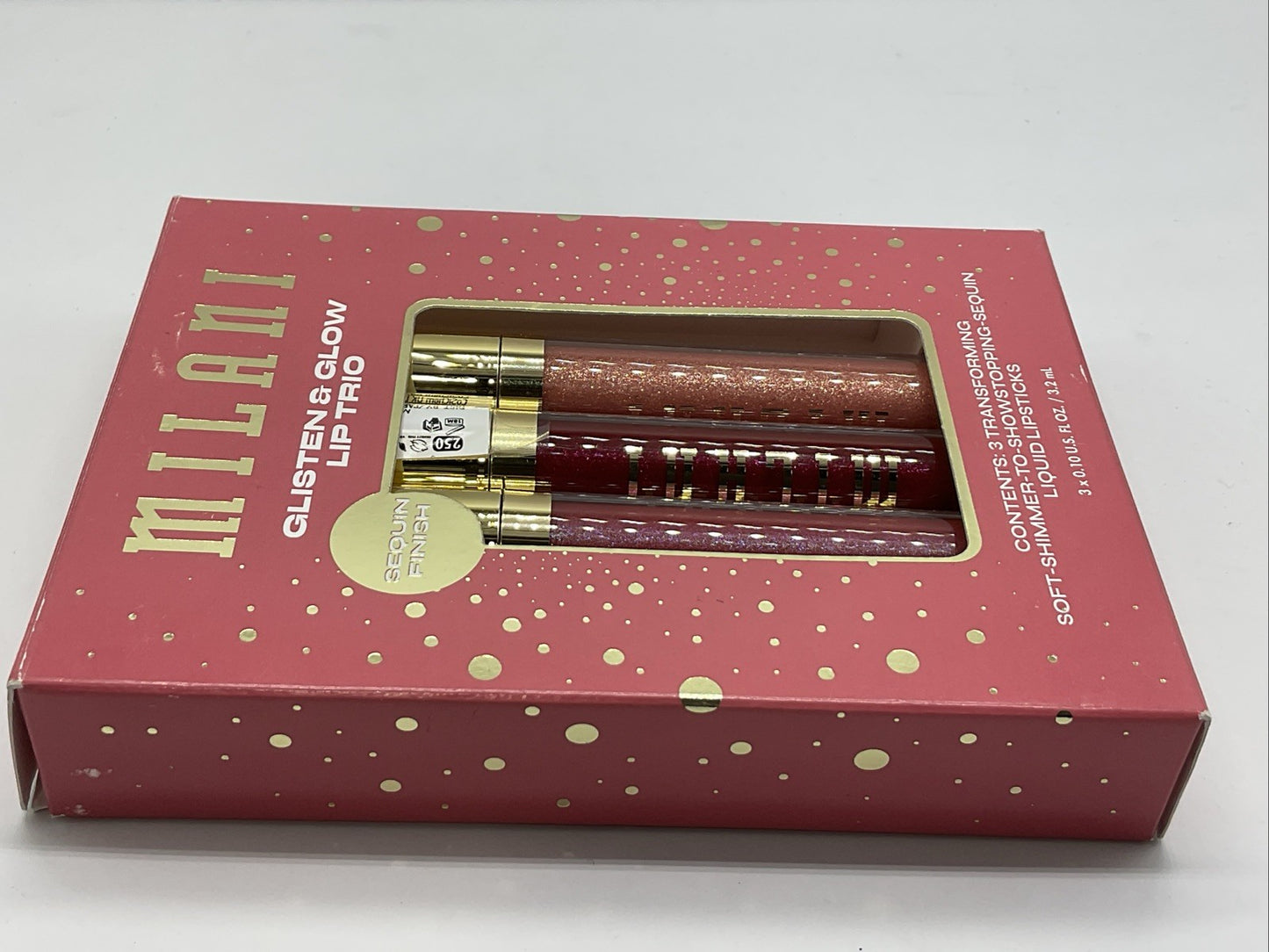 Milani Stay Put Liquid Lip Shimmer Lipstick Trio Glisten + Glow