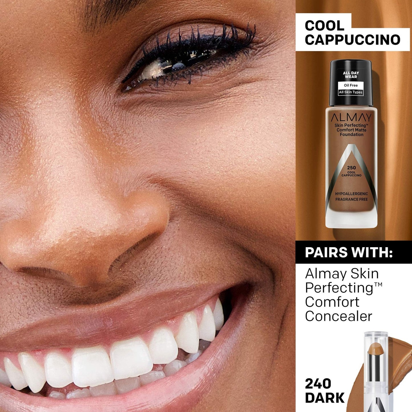 Almay Skin Perfecting Comfort Matte Foundation 250 Cool Cappuccino