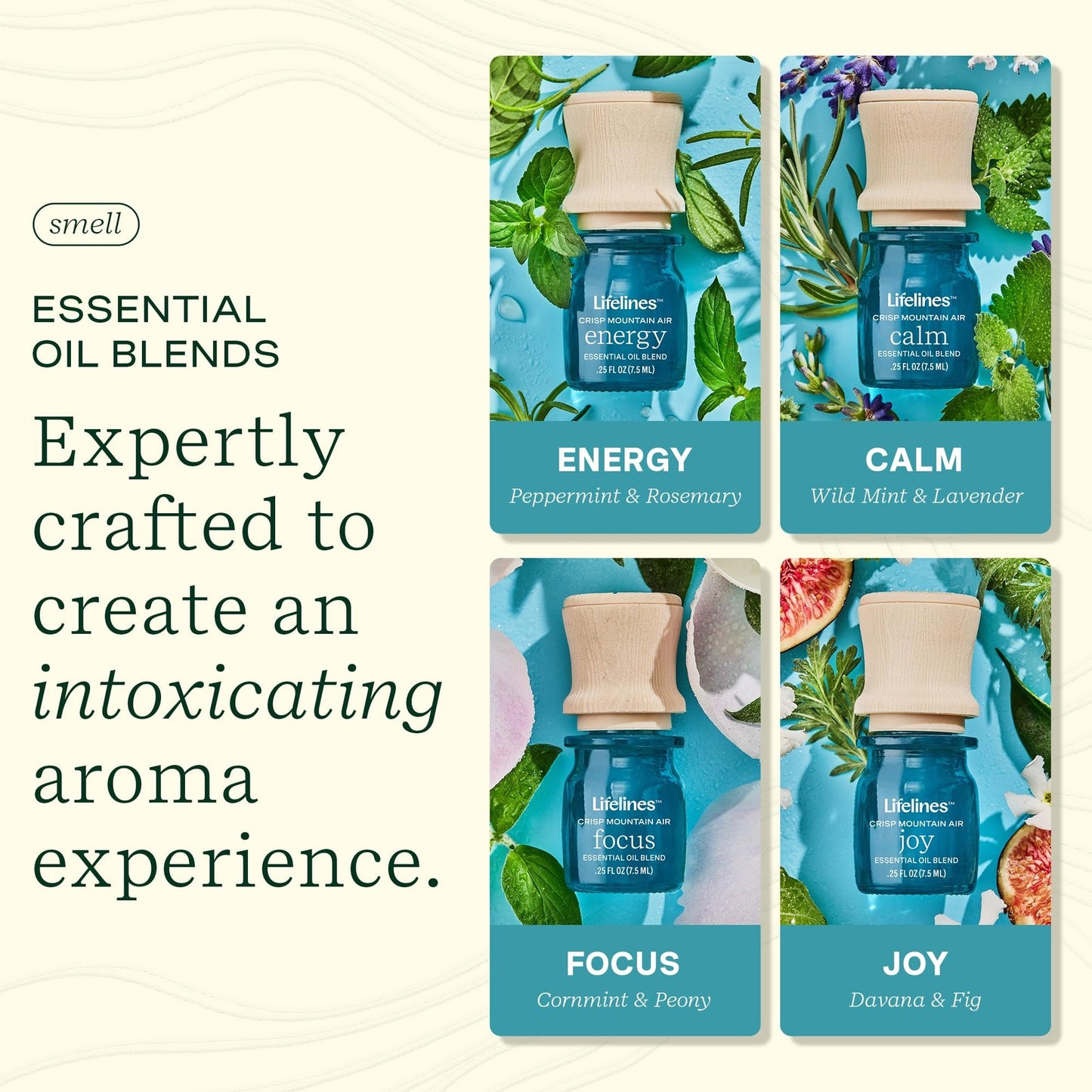 Lifelines Essential Oil Blends - Mess-Free Aromatherapy for Home Crisp Mt Air