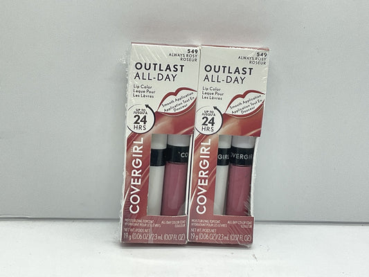 2 PACK - Covergirl Outlast All-Day Lip Color With Topcoat - 549 Always Rosy