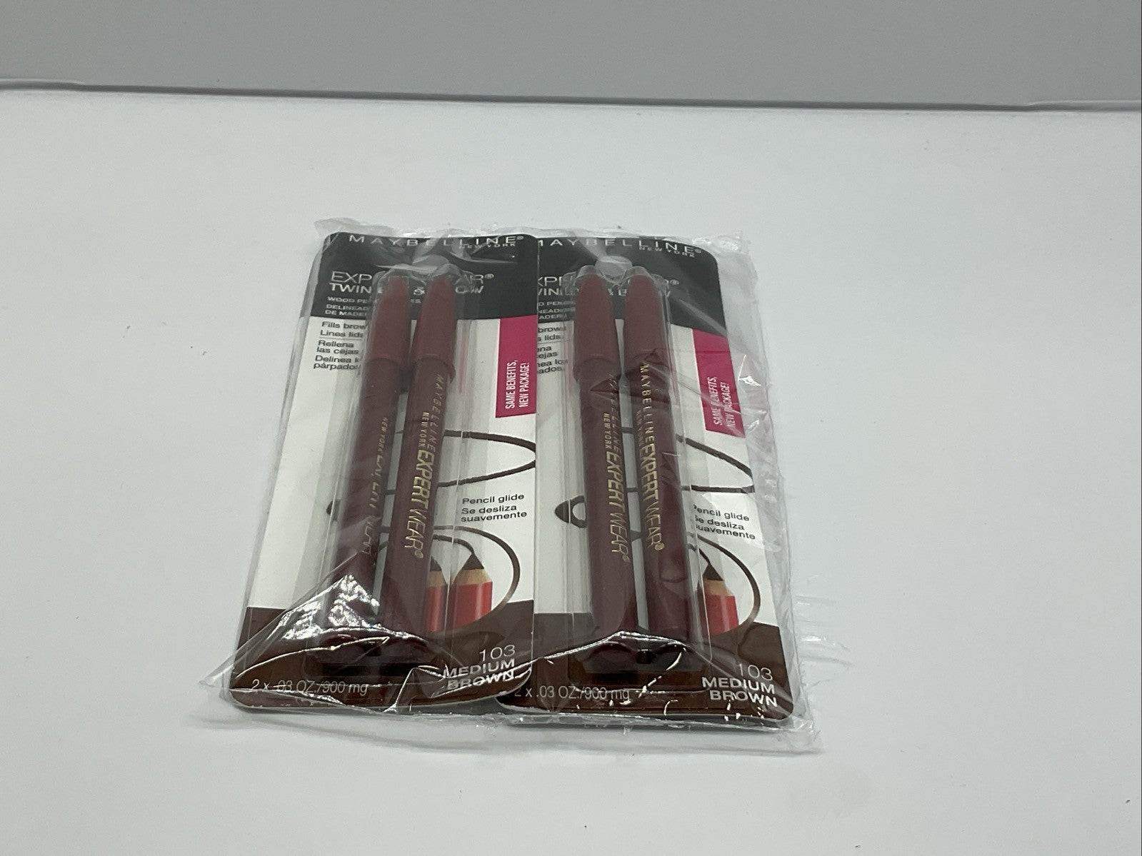 2 PACK -Maybelline Expert Wear Twin Eye & Brow Eyeliner Pencil, Medium Brown 103