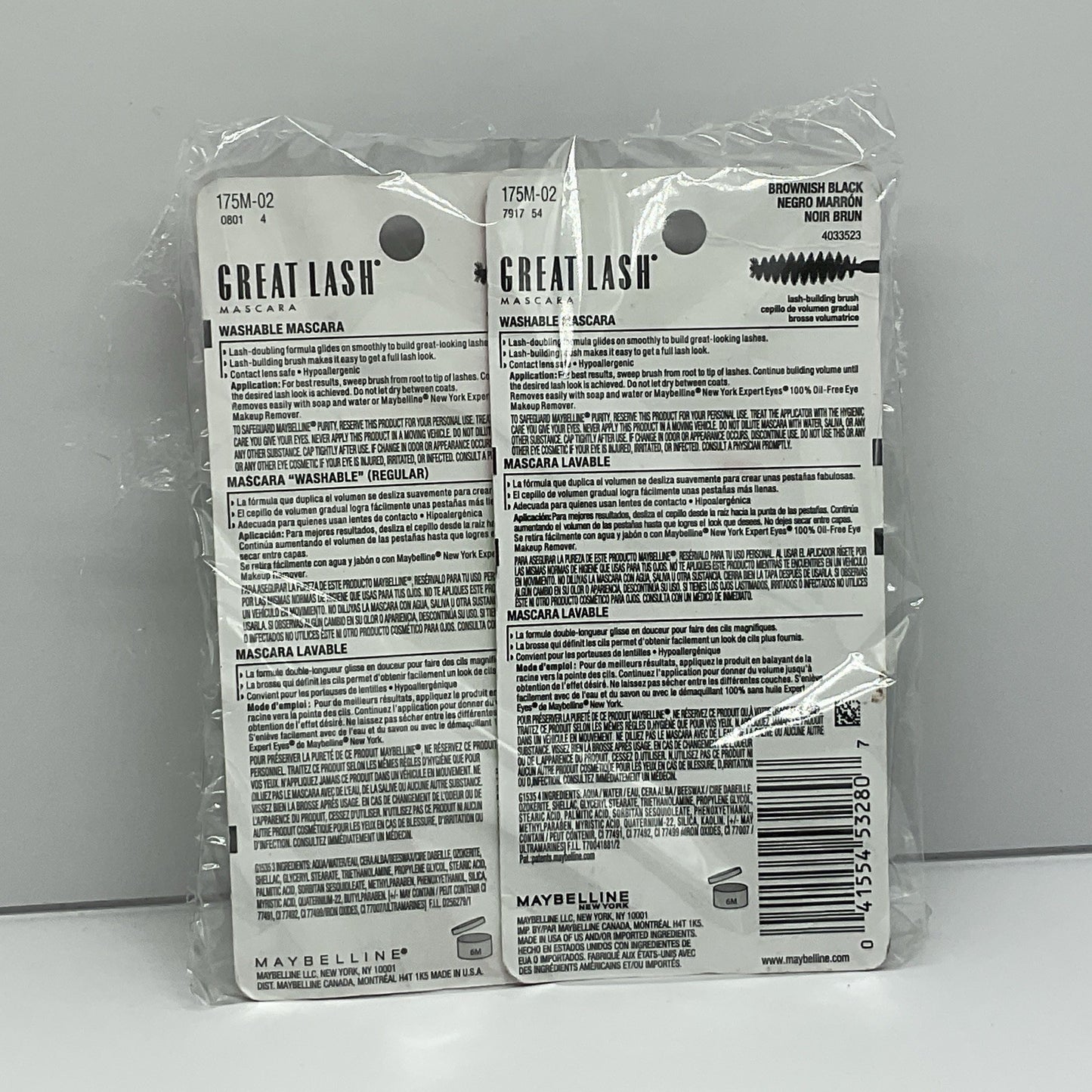 Maybelline New York Great Lash Washable Mascara - 102 Brownish Black - Set Of 2