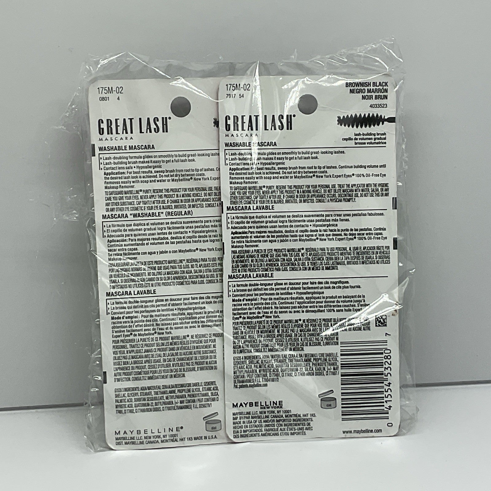 Maybelline New York Great Lash Washable Mascara - 102 Brownish Black - Set Of 2