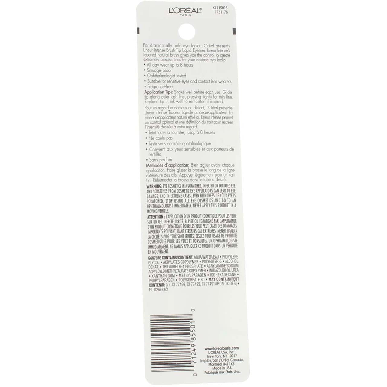 L'Oreal Paris Lineur Intense Liquid Eyeliner, Black 710, 0.24 fl oz