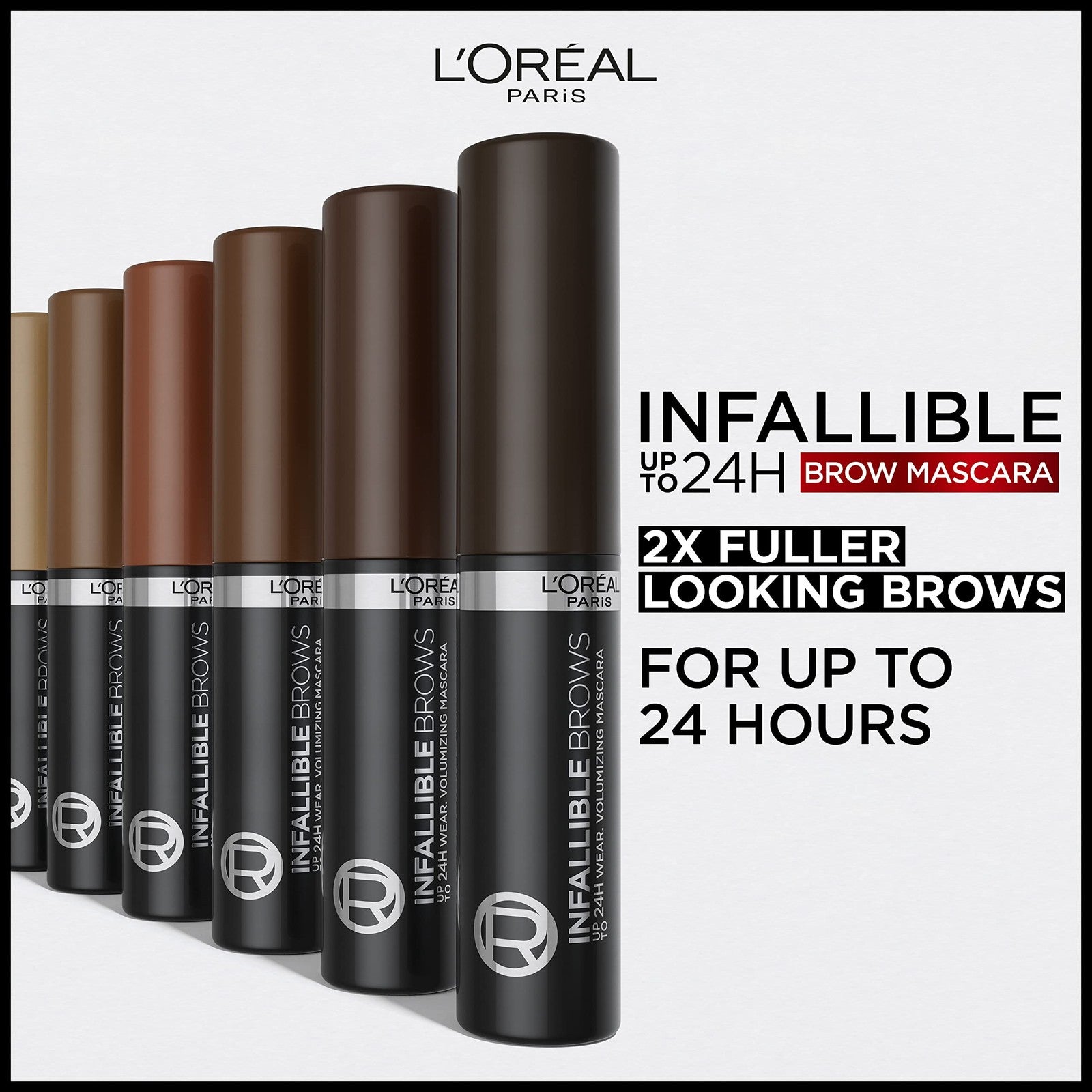 L'Oreal Paris Infallible Volumizing 24H Wear Brow Mascara, Long Lasting Eyebrow 