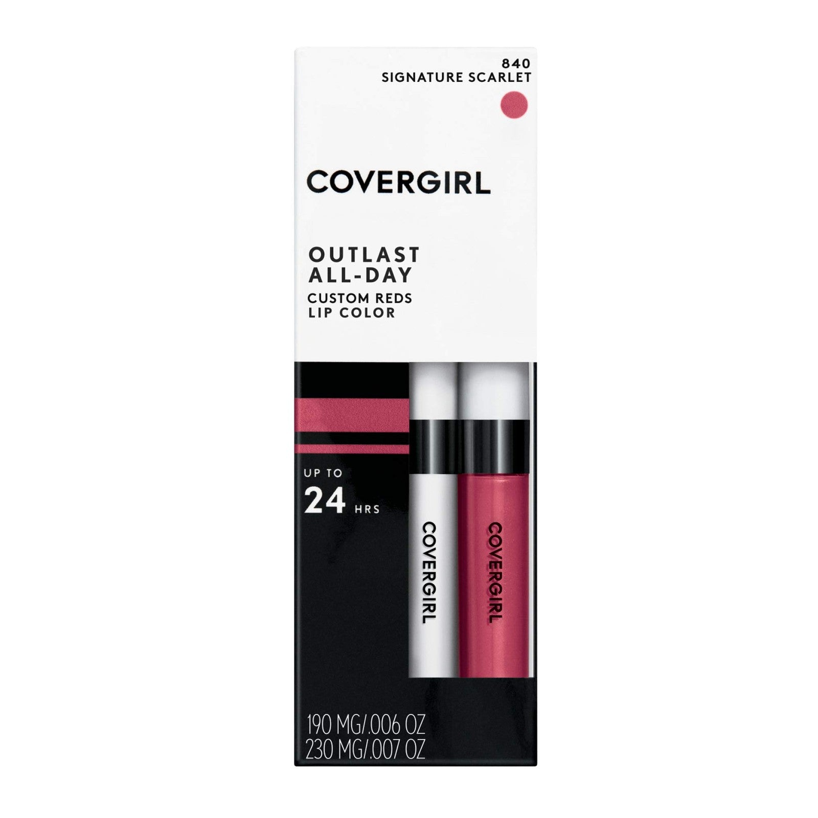 2 PACK - Covergirl Outlast AllDay Lip Color With Topcoat - 840 Signature Scarlet