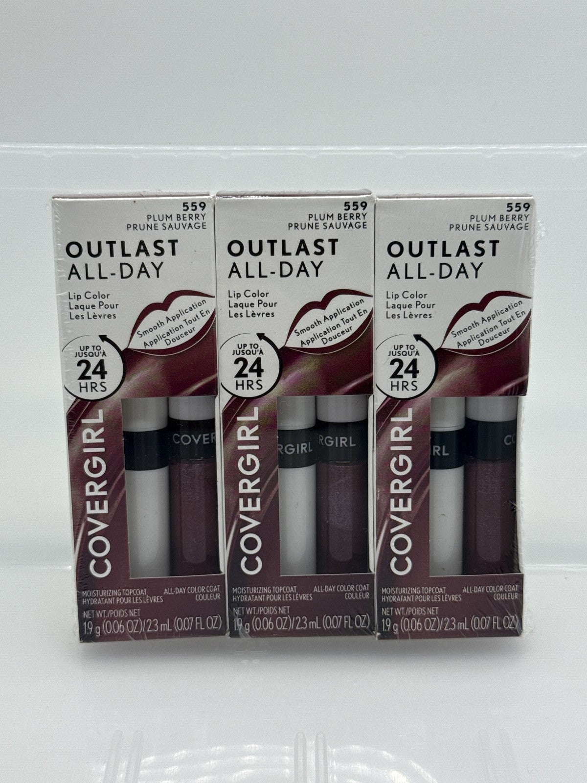 CoverGirl Outlast All-Day Lip Color, Plum Berry, 0.07 fl oz, 3 pack