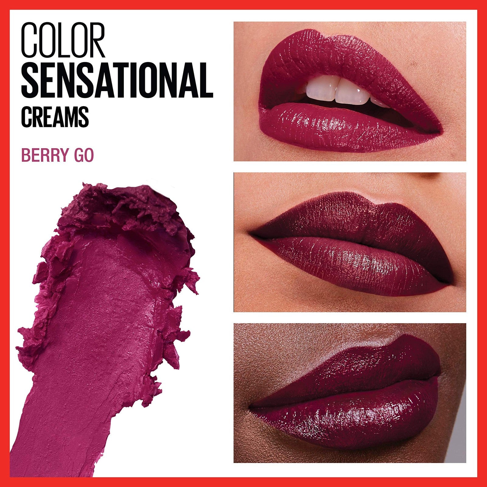 3 PACK - Maybelline Color Sensational Lipstick Cream Finish - 400 Berry Go