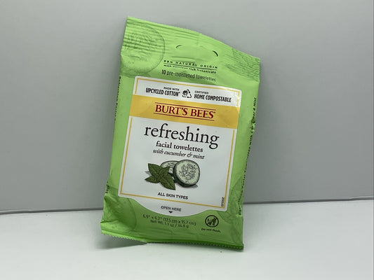 Burt's Bees Refreshing Cucumber Mint Facial Towelettes (10 Wipes) - Single