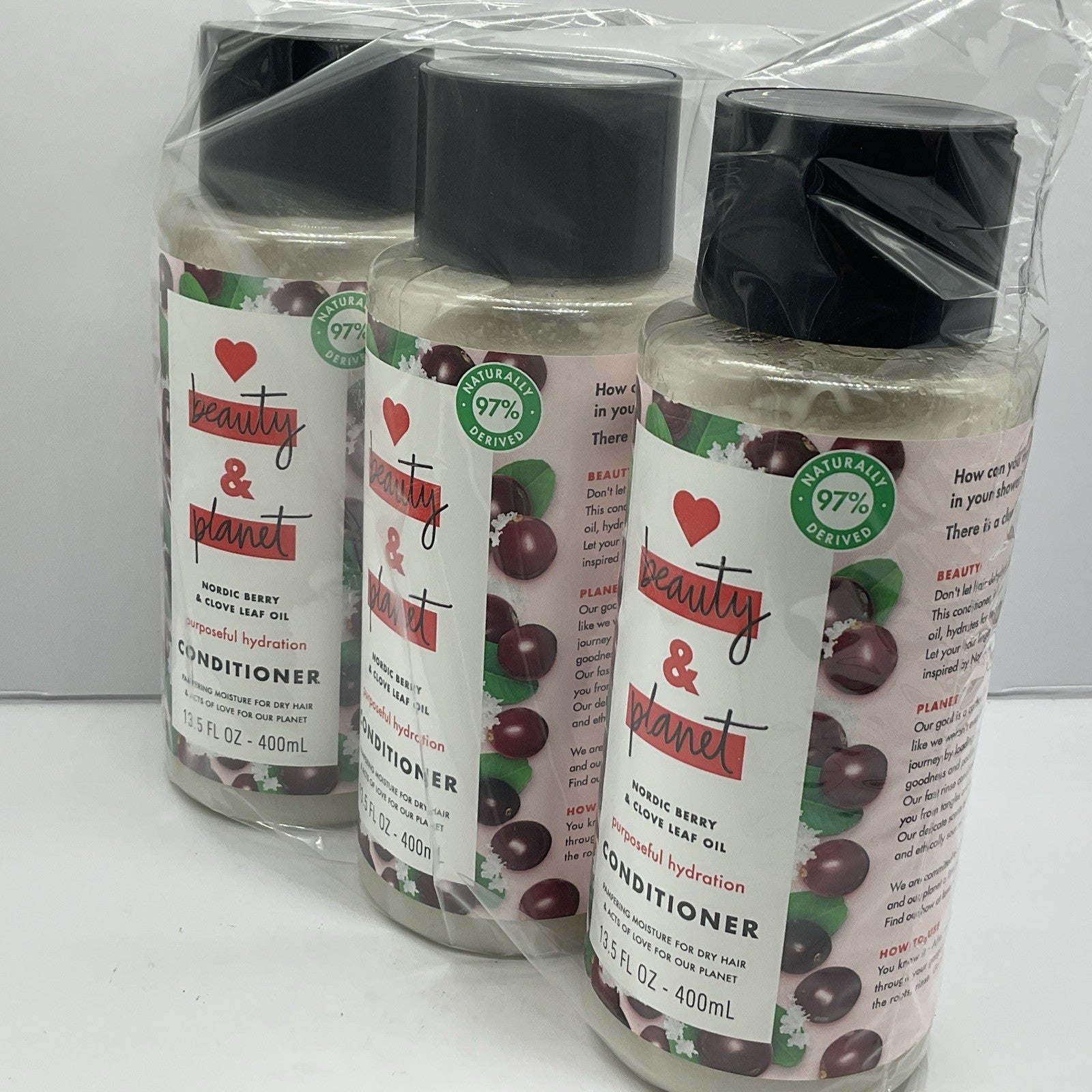 3 Pack Love Beauty & Planet Conditioner - Nordic Berry & Clove Leaf Oil