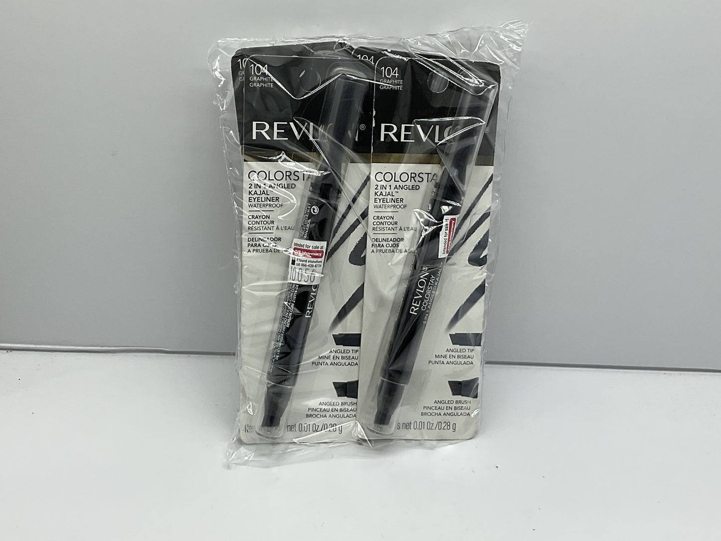 4 PACK - Revlon Colorstay 2 in 1 Angled Kajal Waterproof Eyeliner #104 GRAPHITE 