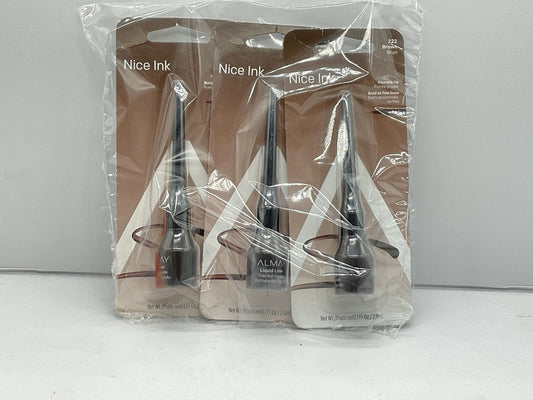 3 PACK - Almay Nice Ink Liquid Eyeliner  Water Resistant - 222 Brown