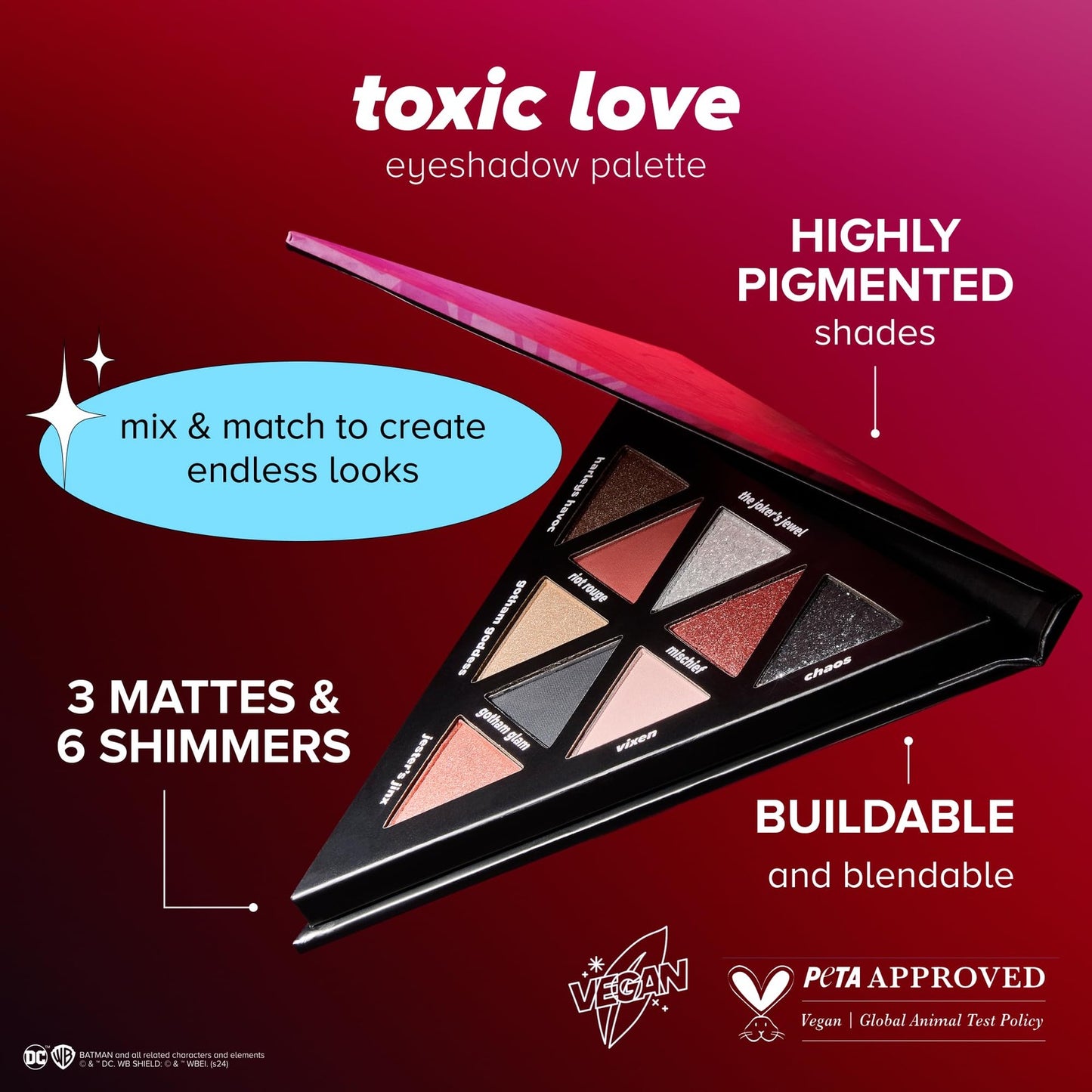 Lottie London Harley Quinn Toxic Love 9 Shade Eyeshadow Palette 