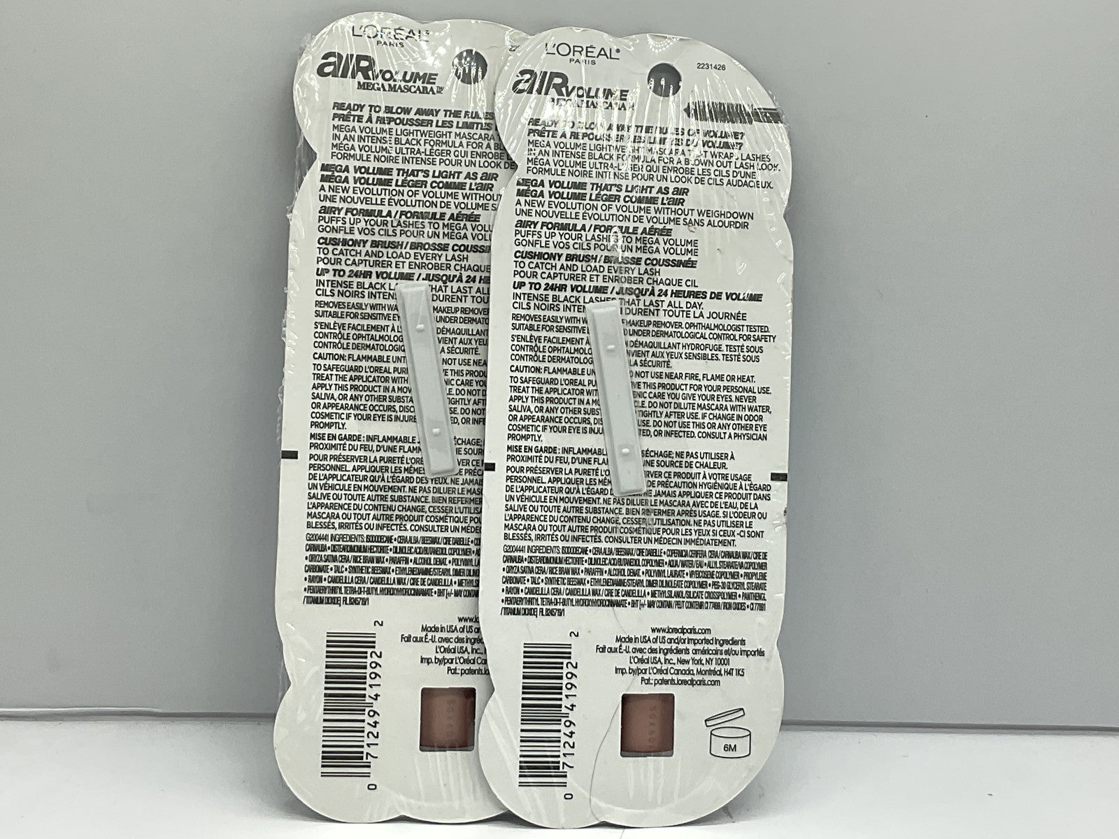 2 PACK - L'Oreal Paris Air Volume Mega Lightweight Mascara - 853 Blackest Black