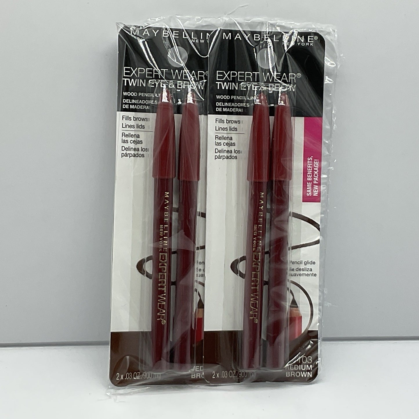 2 PACK -Maybelline Expert Wear Twin Eye & Brow Eyeliner Pencil, Medium Brown 103