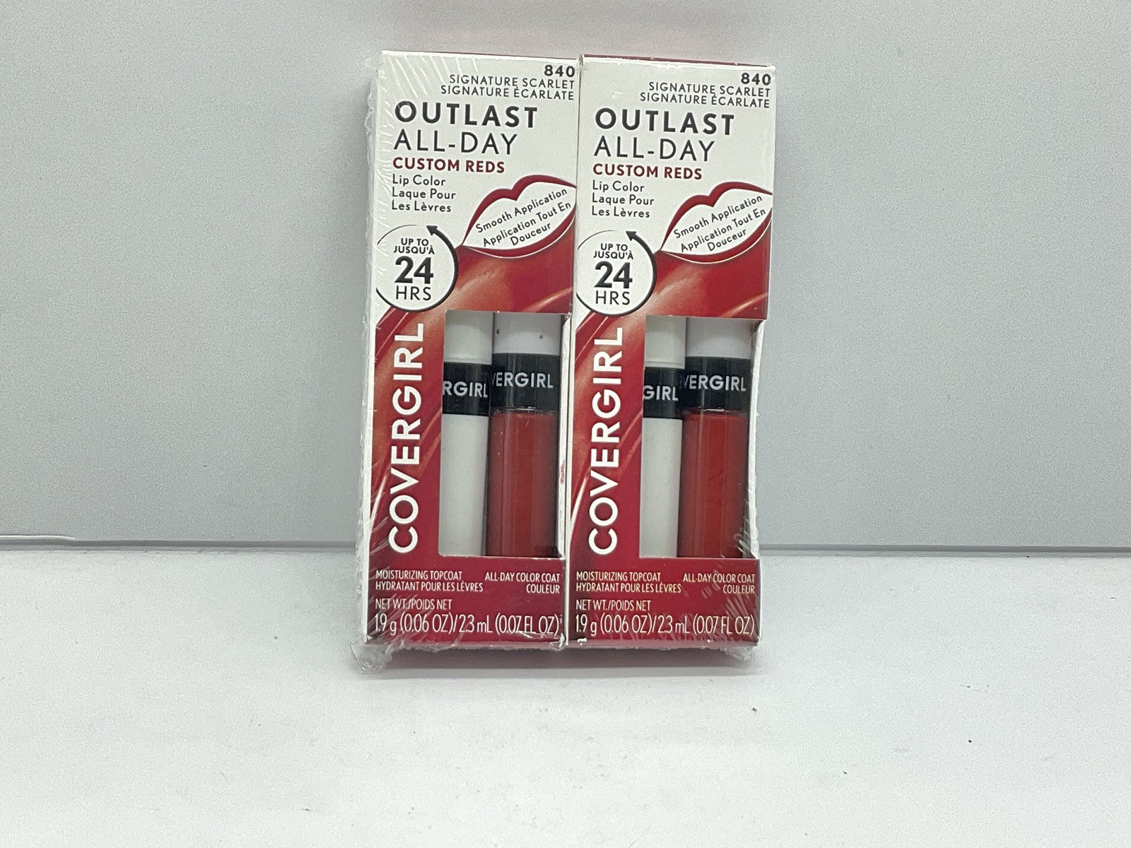 2 PACK - Covergirl Outlast AllDay Lip Color With Topcoat - 840 Signature Scarlet