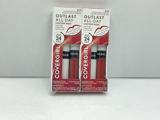 2 PACK - Covergirl Outlast AllDay Lip Color With Topcoat - 840 Signature Scarlet