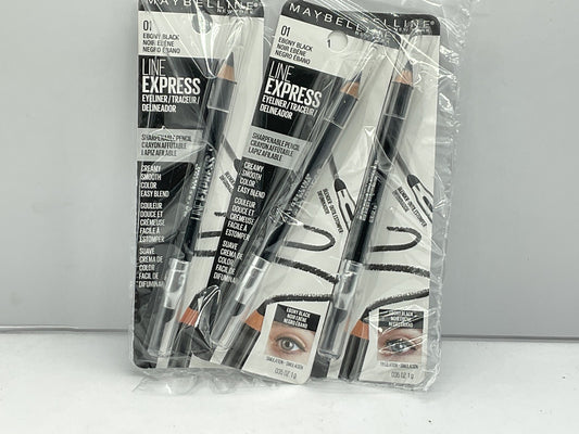 3 PACK - Maybelline Line Express Sharpenable Eyeliner - 01 Ebony Black