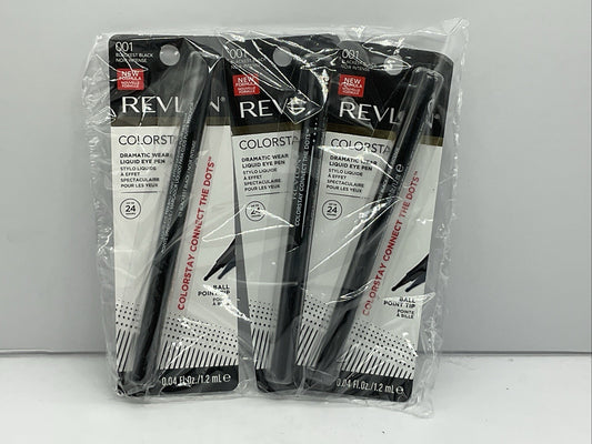 3 PACK - Revlon ColorStay Liquid Eye Pen - 001 Blackest Black