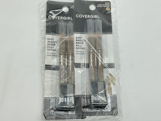 2 PACK - CoverGirl Easy Breezy Brow Fill + Define Pencils 520 Soft Blonde