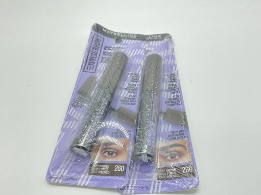 2 PACK - Maybelline Express Brow Fast Sculpt Gel Mascara - 260 Deep Brown