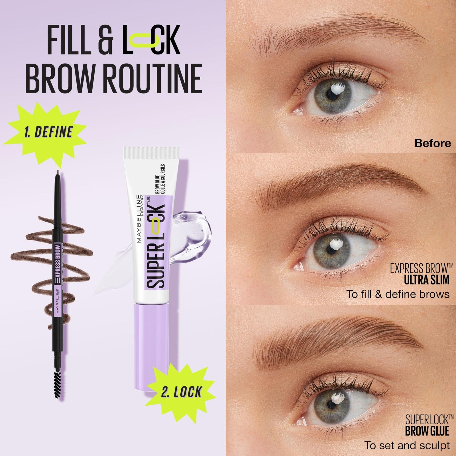 2 PACK - Maybelline Superlock Brow Glue - 000 CLEAR